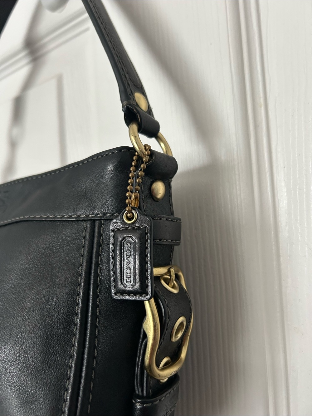 Coach Mini Zoe Black Leather Hobo/Shoulder Bag - Picture 3 of 5